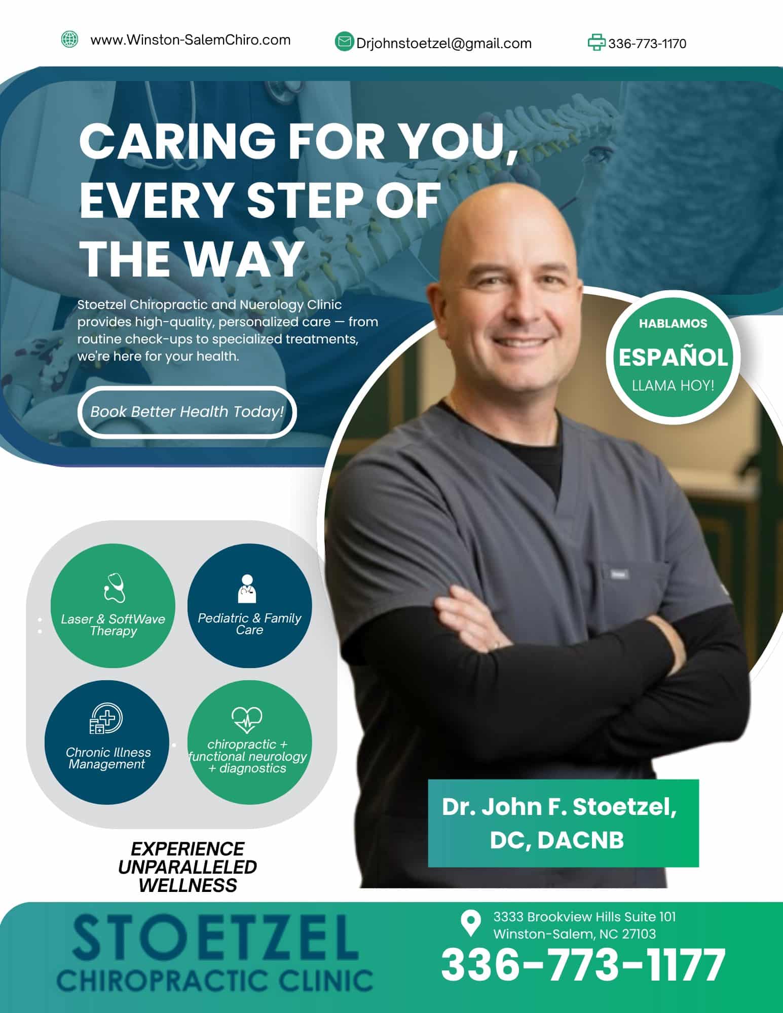 Copia de un folleto médico moderno en blanco y verde